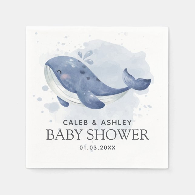 Whale Baby Shower Paper Napkin Serviette (Vorderseite)