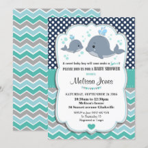 Whale Baby Shower Personalisiert Invitation Baby B