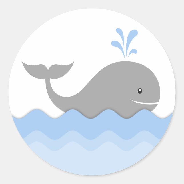 Whale Baby Shower Runder Aufkleber (Vorderseite)