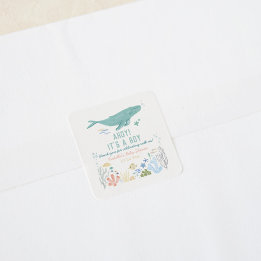 Whale Baby Shower Vielen Dank Quadratischer Aufkleber