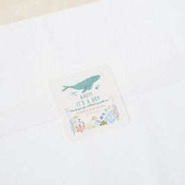 Whale Baby Shower Vielen Dank Quadratischer Aufkleber