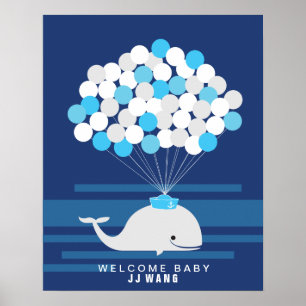 Whale Babydusche Gästebuch Print