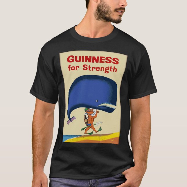 Whale beim Trinken von Guinness erhöht   T-Shirt (Vorderseite)