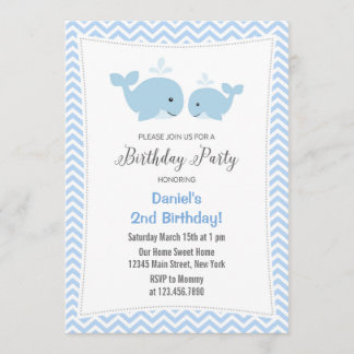 Whale Birthday Party Einladung Blue