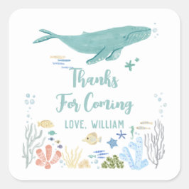 Whale Birthday Vielen Dank Quadratischer Aufkleber