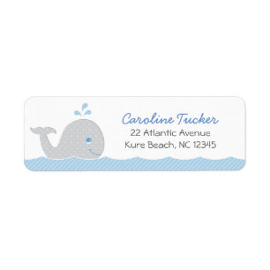 Whale Blue Gray Baby Boy Dusche Rücksendeadresse