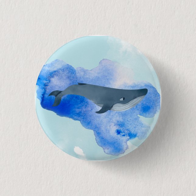 Whale Blue Ocean Beach Sea Animal Aqua Button (Vorderseite)