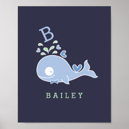 Whale Bow Krawatte Monogram Boy Kinderzimmer Wall  Poster