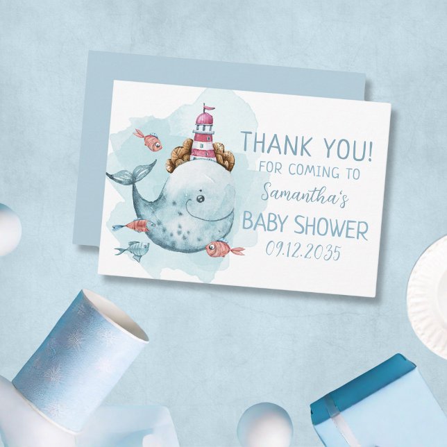 Whale Boy Baby Shower Dankeskarte (Whale Boy Baby Shower Thank You Card
)
