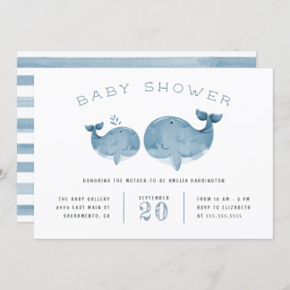 Whale Boys Blue Baby Dusche Einladung