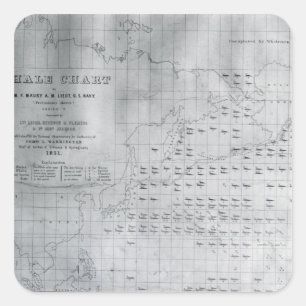 Whale Chart of the North Pacific, 1851 Quadratischer Aufkleber