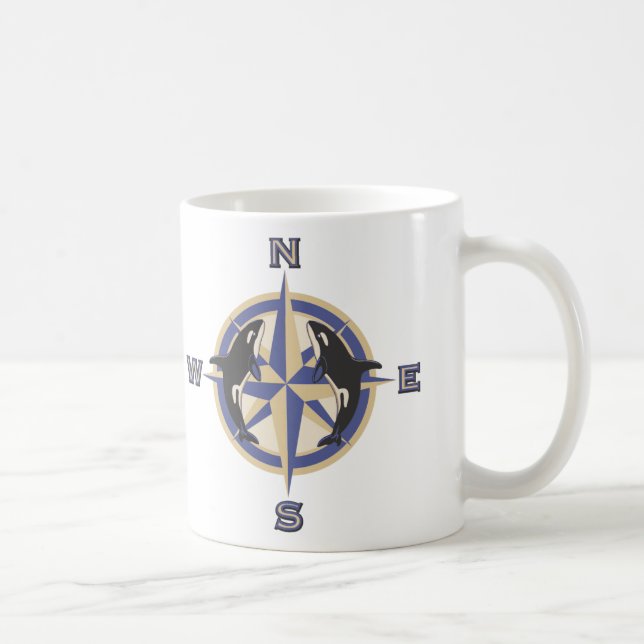 Whale Compass Rose Kaffeetasse (Rechts)