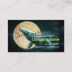 Whale, die zur Moon Business Cards-Vorlage fliegen Visitenkarte