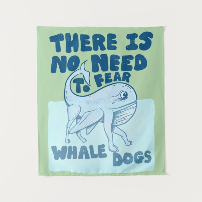 Whale Dog funny creature Wandteppich (Vorderseite)