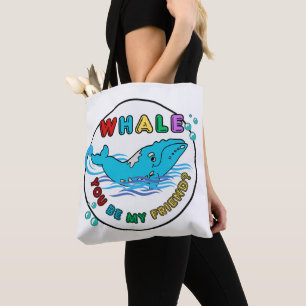 Whale du bist mein Freund Blue Bubble Humpback Wha Tasche