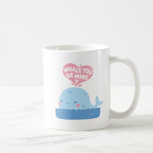 Whale du bist meine Niedliche Liebe Bekenntnis Kaffeetasse (Rechts)