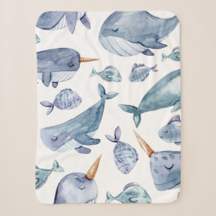 Whale Einhörner im Ozeanmuster Sherpadecke