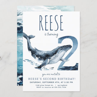 Whale - Einladung zum zweiten Geburtstag
