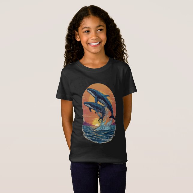Whale Family Sunset: Tauchen Sie in die Ruhe T-Shirt (Vorne ganz)