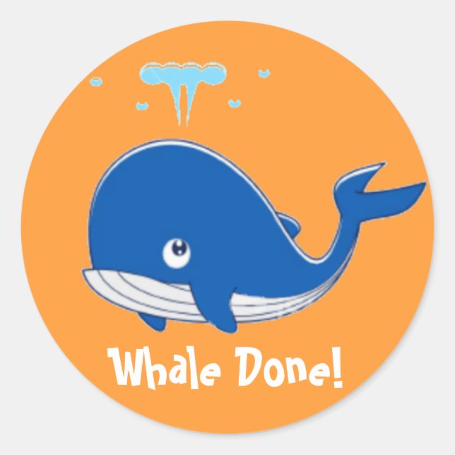 Whale Fertig! Runder Aufkleber (Vorderseite)