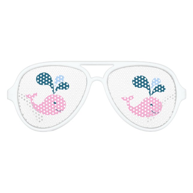 WHALE. FISH. NIEDLICHE PINK WALE ILLUSTRATION PARTYBRILLE (Vorderseite)