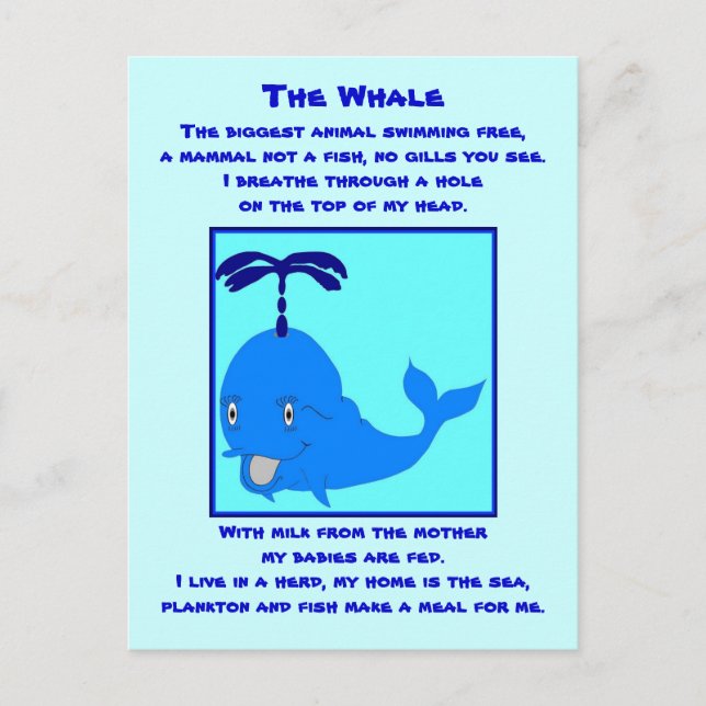 Whale-Gedicht Postkarte (Vorderseite)