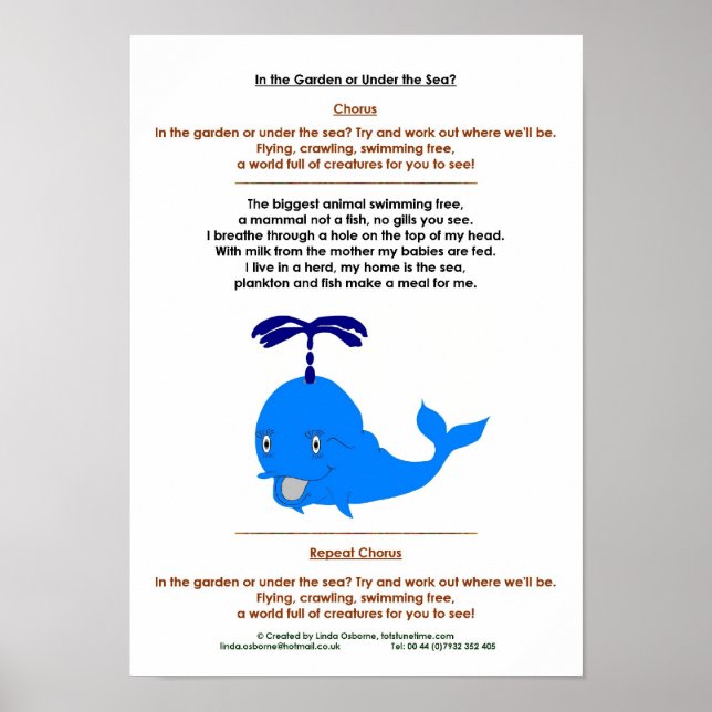 Whale Gedicht vor der Schule und Bildung der frühe Poster (Vorne)