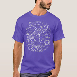Whale Gifts Mens Ocean Waves Humpback Whale Gifts  T-Shirt