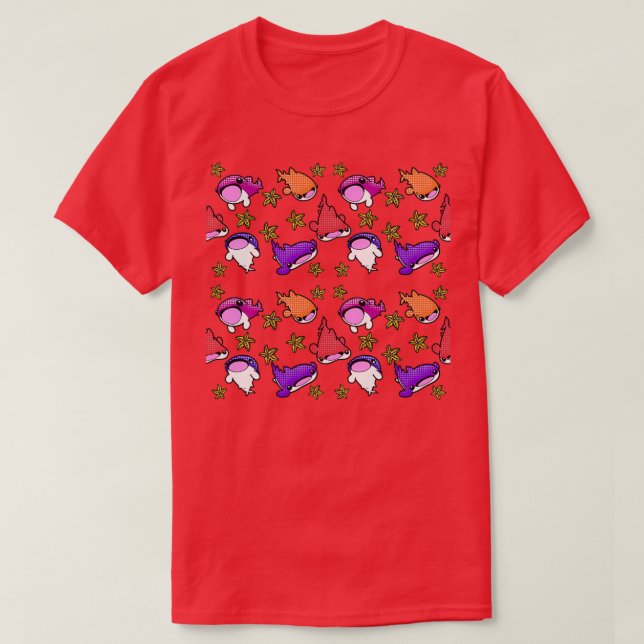 Whale-Haie und Starfish T-Shirt (Design vorne)