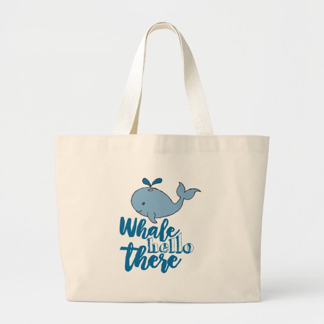 Whale Hello There Whale Cartoon Niedlich Baby Whal Jumbo Stoffbeutel (Vorne)