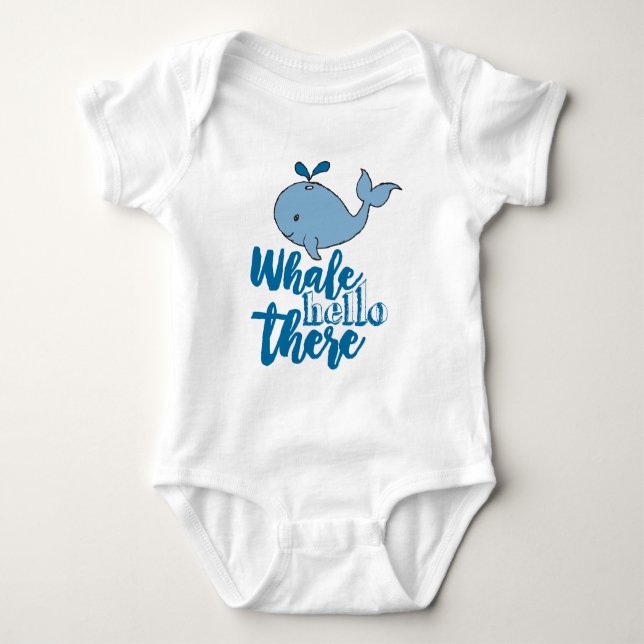 Whale Hello There Whale Cartoon Niedlich Baby Whal Strampler (Vorderseite)