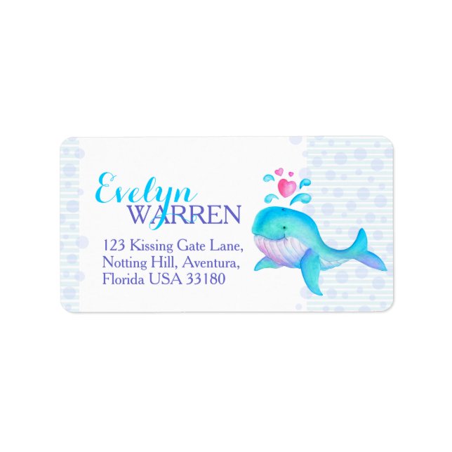 Whale Herz-Labels, die Wasserfarben-Adressetikette Adressaufkleber (Vorne)