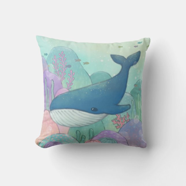Whale Illustration Kissen (Vorderseite)