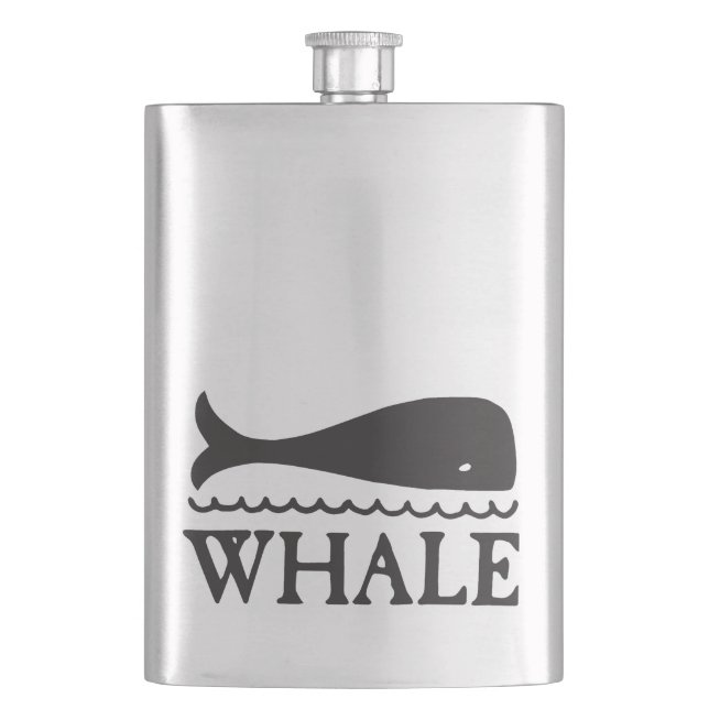 Whale-Illustration mit Text Flachmann (Vorderseite)