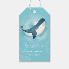 Whale Illustration Sea Baby Shower Geschenkanhänger