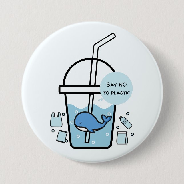 Whale im Cup, Nr. zum Plastic Earth Day Button (Vorderseite)