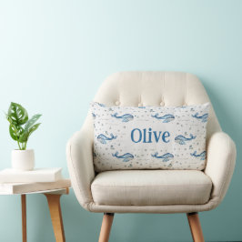 Whale im Küstenmeer Thema Kinderzimmer Name Pillow Lendenkissen