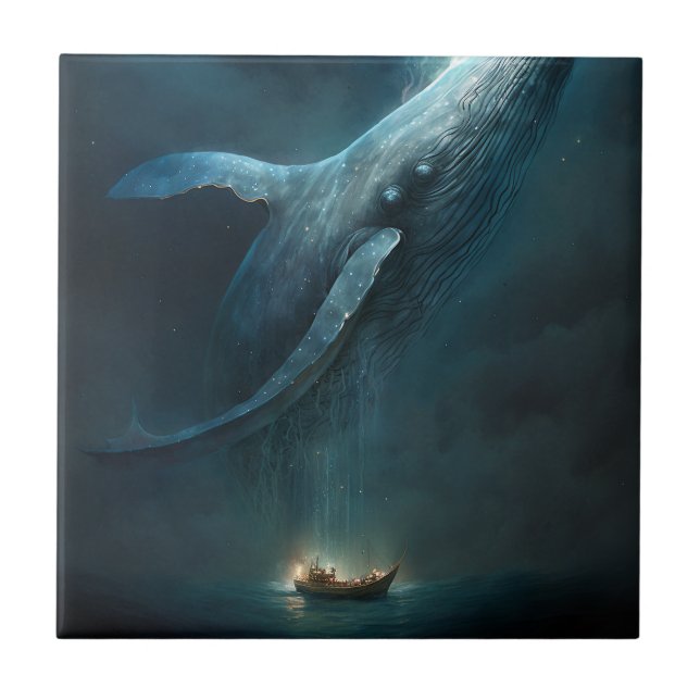 Whale in der Sky Fantasy Art Fliese (Vorderseite)