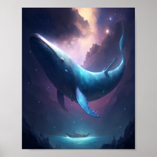 Whale in der Sky Fantasy Art Poster