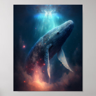 Whale in der Sky Fantasy Art Poster