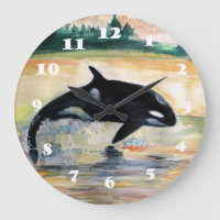 Whale Jumping Orca Runde (große Wall-Uhr)