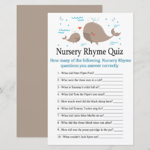 Whale Kinderzimmer Rhyme Quiz Babydusche