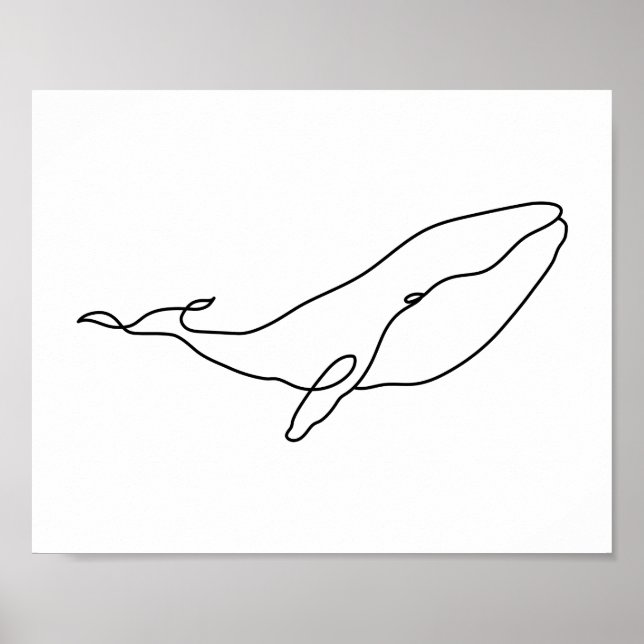 Whale , Linie Art Illustration Poster (Vorne)