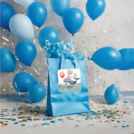 Whale macht einen Splash Boys Geburtstag Danke Quadratischer Aufkleber