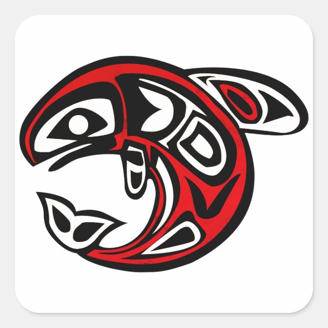 Whale, Nature, Haida Quadratischer Aufkleber (Vorderseite)