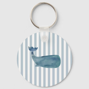 Whale Nautical Stripe Painting Schlüsselanhänger