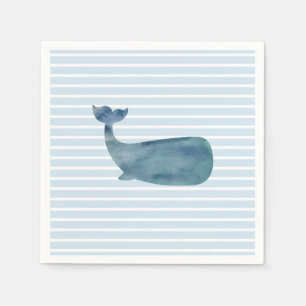 Whale Ocean Blue Stripe Papier Napkin Serviette