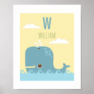 Whale Personalisiert Kinderzimmer Poster Print