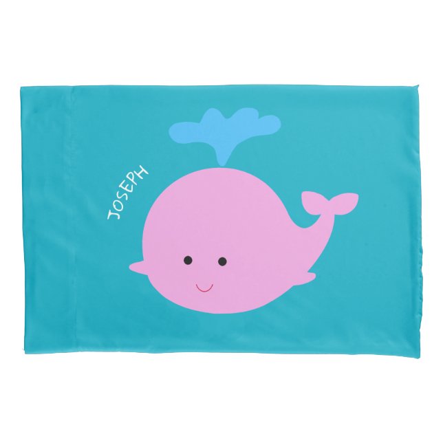 Whale Pillowcase mit Namen, Ocean Theme Bedding Kissenbezug (Vorderseite)