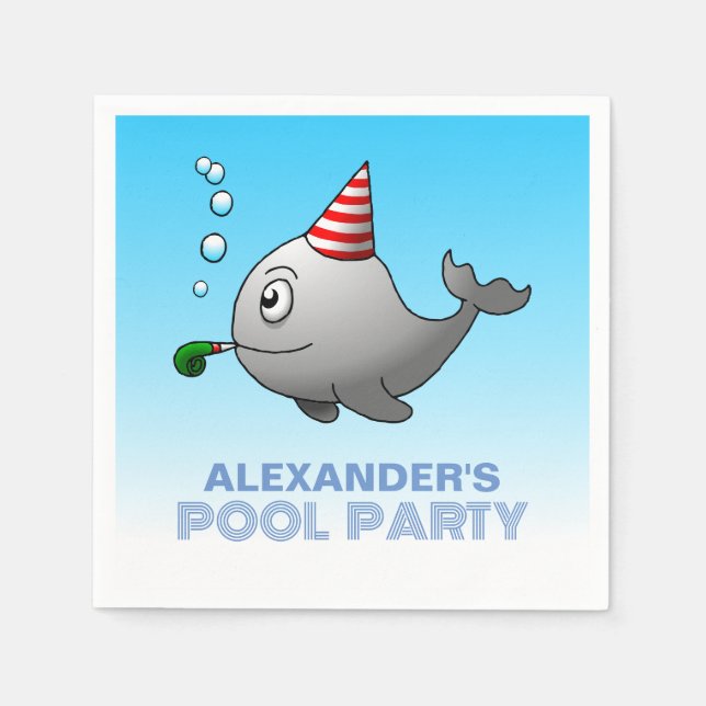 Whale Pool Party Serviette (Vorderseite)